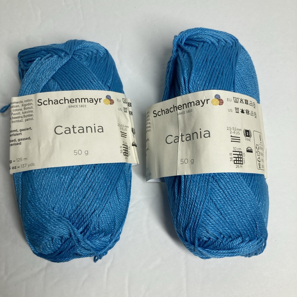 Schachenmayr Catania 100 Cotton Yarn Blue 2 Skeins Sport  Knitting Crochet
